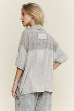 Mineral Washed Eyelet Lace Boho Summer Shacket -Natural or Silver Grey