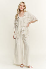 Mineral Washed Eyelet Lace Boho Summer Shacket -Natural or Silver Grey