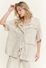 Mineral Washed Eyelet Lace Boho Summer Shacket -Natural or Silver Grey