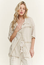 Mineral Washed Eyelet Lace Boho Summer Shacket -Natural or Silver Grey