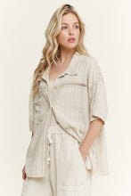 Mineral Washed Eyelet Lace Boho Summer Shacket -Natural or Silver Grey