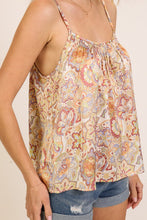 Boho Chic Satin Print Cami Top - Ivory or Rose Combo