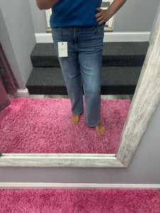 Hidden Ella Medium Wash 28in Inseam Clean Stretch Wide Straight