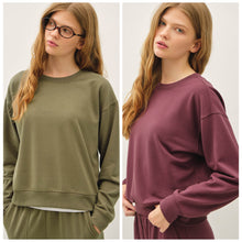 Sweatfleece Cropped Shirt - Olive or Berry