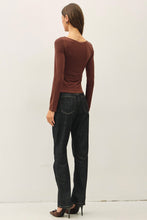 SOFT CORE BOAT NECK LONG SLEEVE TOP - BLACK OR CHOCOLATE