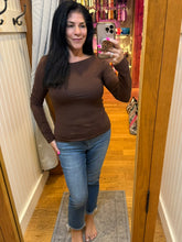 SOFT CORE BOAT NECK LONG SLEEVE TOP - BLACK OR CHOCOLATE