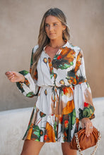 Flower Paint Mini Dress - Orange/Olive