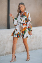 Flower Paint Mini Dress - Orange/Olive