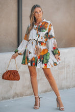 Flower Paint Mini Dress - Orange/Olive
