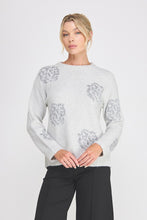 Soft Sweater with Sequin + Shine Floral Embroidery - Grey