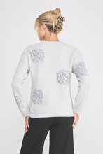 Soft Sweater with Sequin + Shine Floral Embroidery - Grey
