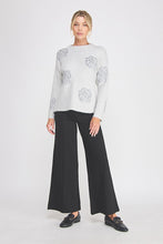 Soft Sweater with Sequin + Shine Floral Embroidery - Grey