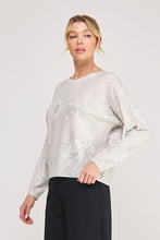 Fine Gauge Diamond Pointelle Floral Print Sweater - Sandshell