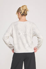 Fine Gauge Diamond Pointelle Floral Print Sweater - Sandshell