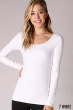Nikibiki Long Sleeve Scoop Neck Top - Black, White or Ivory