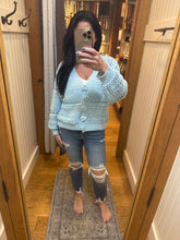 POL soft, open-knit sweater cardigan - Dandelion, Lime or Powder Blue