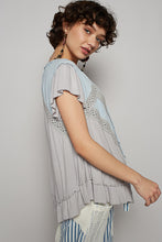 POL V neck ruffle sleeve roomy fit top in POL jersey with lace trim detail - Black or Light Grey