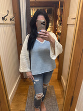 Raglan Sleeve Crochet Sweater - Milky Blue