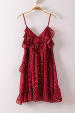 Asym Ruffled Dotted Woven Mini Dress - Black or Red