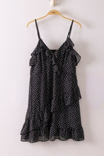 Asym Ruffled Dotted Woven Mini Dress - Black or Red