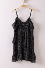 Asym Ruffled Dotted Woven Mini Dress - Black or Red