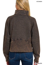 ACID WASHED HALF ZIP FLEECE PULLOVER KANGAROO POCKET - ASSORTED COLORS