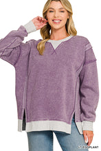 FLEECE ACID WASHED CONTRAST TRIM PULLOVER - ASSORTED COLORS