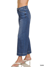 HIGH RISE 27.5 INSEAM WIDE LEG PINTUCK DENIM PANTS - DARK