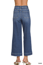 HIGH RISE 27.5 INSEAM WIDE LEG PINTUCK DENIM PANTS - DARK