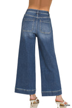 HIGH RISE 27.5 INSEAM WIDE LEG PINTUCK DENIM PANTS - DARK