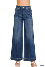 HIGH RISE 31.5 INSEAM WIDE LEG PINTUCK DENIM PANTS - DARK