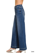 HIGH RISE 31.5 INSEAM WIDE LEG PINTUCK DENIM PANTS - DARK