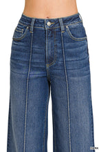 HIGH RISE 31.5 INSEAM WIDE LEG PINTUCK DENIM PANTS - DARK