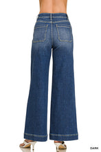 HIGH RISE 31.5 INSEAM WIDE LEG PINTUCK DENIM PANTS - DARK