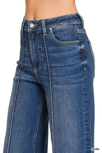 HIGH RISE 31.5 INSEAM WIDE LEG PINTUCK DENIM PANTS - DARK
