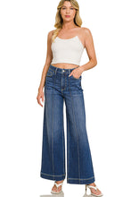HIGH RISE 31.5 INSEAM WIDE LEG PINTUCK DENIM PANTS - DARK