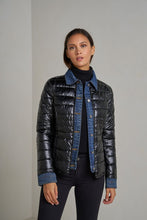 Kenza Metallic Bi-Material Jean Jacket - Black