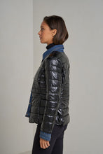 Kenza Metallic Bi-Material Jean Jacket - Black