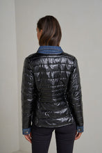 Kenza Metallic Bi-Material Jean Jacket - Black