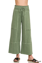 FRENCH TERRY WASHED EXPOSED-SEAM WIDE LEG PANTS - ASSORTED COLORS