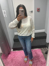 Lightweight Loose Knit Star Sweater - Charcoal, Oatmeal or Ivory