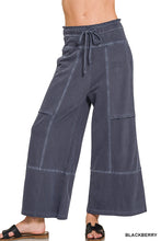 FRENCH TERRY WASHED EXPOSED-SEAM WIDE LEG PANTS - ASSORTED COLORS
