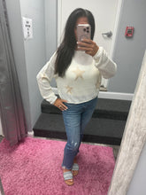 Lightweight Loose Knit Star Sweater - Charcoal, Oatmeal or Ivory