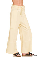 FRENCH TERRY WASHED EXPOSED-SEAM WIDE LEG PANTS - ASSORTED COLORS