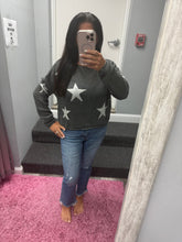 Lightweight Loose Knit Star Sweater - Charcoal, Oatmeal or Ivory