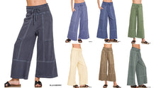 FRENCH TERRY WASHED EXPOSED-SEAM WIDE LEG PANTS - ASSORTED COLORS