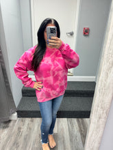 Hand Bleached Heliconia (Hot Pink) Fleece Pullover
