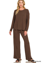 ROUND NECK OVERSIZED LONG SLEEVE TOP & PANTS SET - BLACK, CHOCOLATE OR DARK GRAY