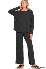 ROUND NECK OVERSIZED LONG SLEEVE TOP & PANTS SET - BLACK, CHOCOLATE OR DARK GRAY