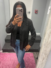 FRAYED STAR PATCH LONG SLEEVE TOP - BLACK OR BLUE